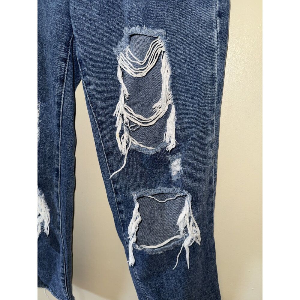 PacSun Distressed High Rise Straight Leg Jeans Button Fly Raw Hem Size 28 - Picture 7 of 10